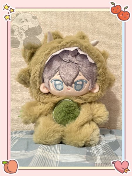 画像1: 【予約現品・なくなり次第終了】ぬい服　ふわふわ恐竜パーカーつなぎ（入金〆切7日以内） (1)